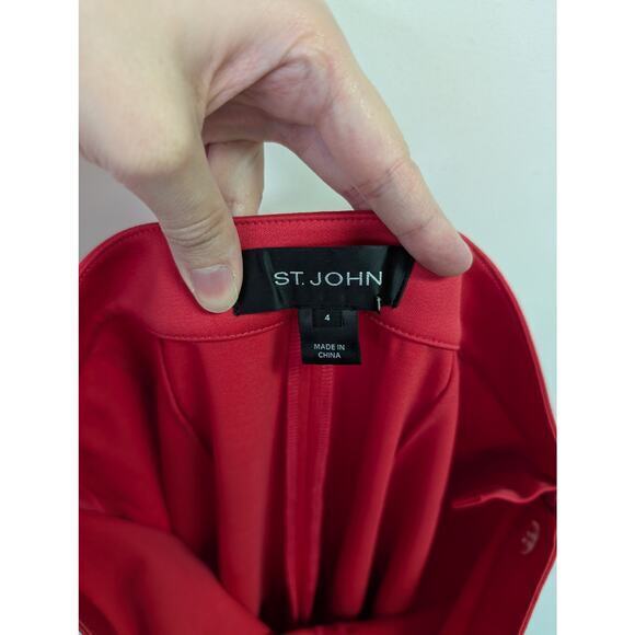 St. John Trouser Pant Wool Blend Straight Leg‎ Quiet Luxury Corpcore Pink Size 4 - Picture 4 of 7